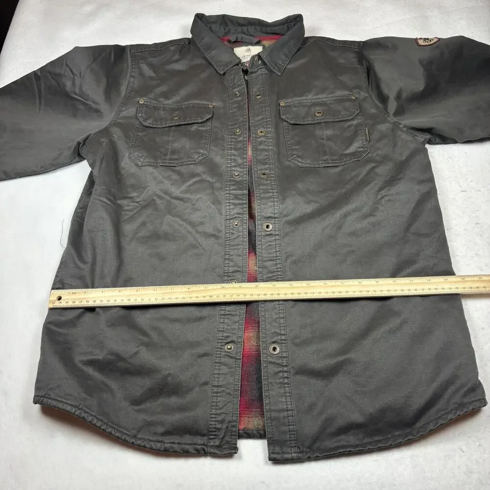 LEGENDARY WHITETAILS MEN'S LINED BUTTON SNAP JACKET GRAY POCKETS SIZE LT